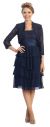 Tiered Skirt Short Formal Party Dress with Lace Jacket in Navy with Jacket